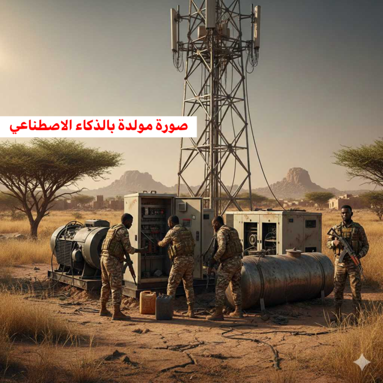 مليشيا الدعم السريع تسيطر على محطات طاقة شركات الاتصالات في مناطق سيطرتها (صورة مولدة بالذكاء الاصطناعي)